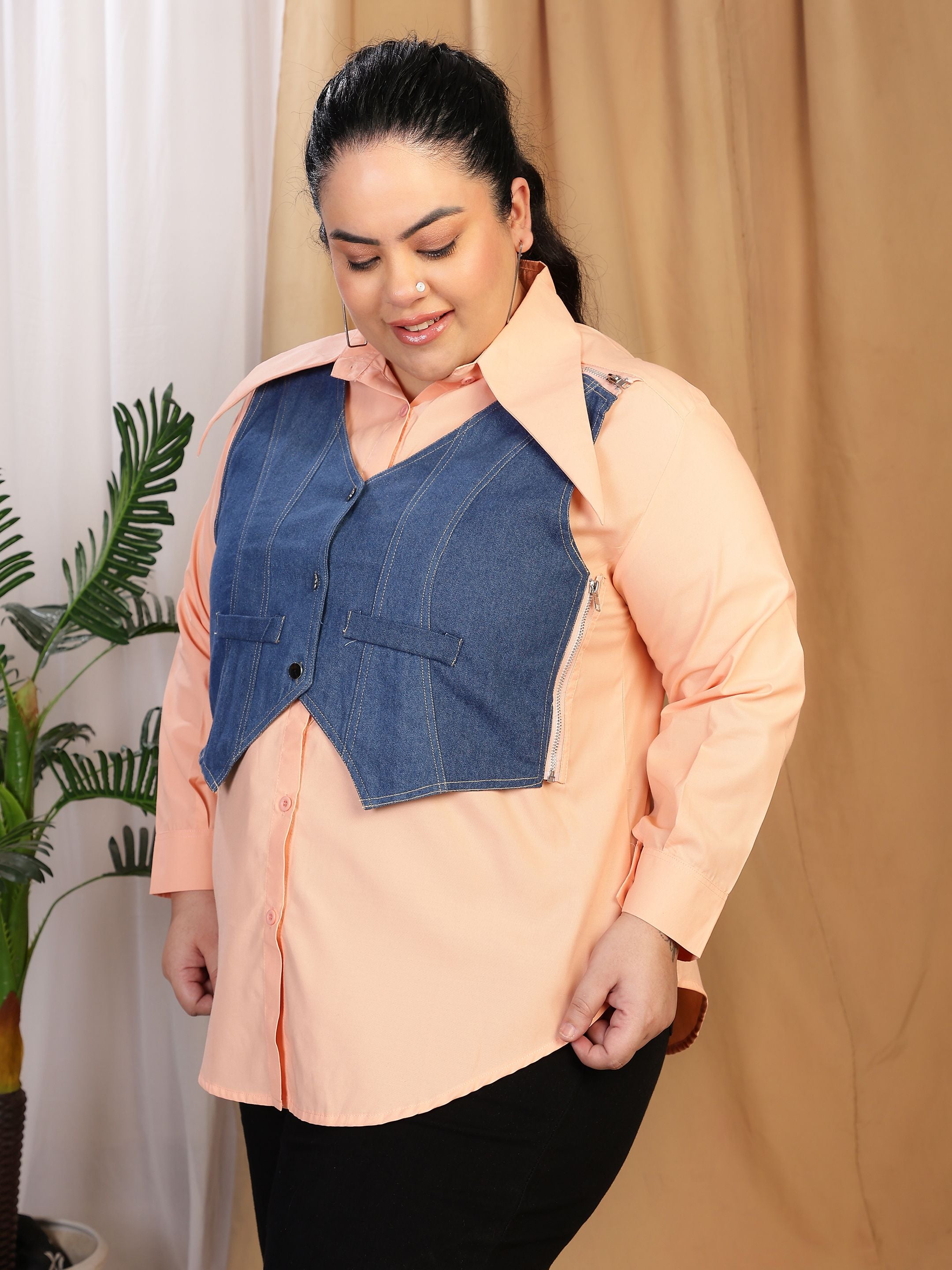 Vest Shirt - Peach