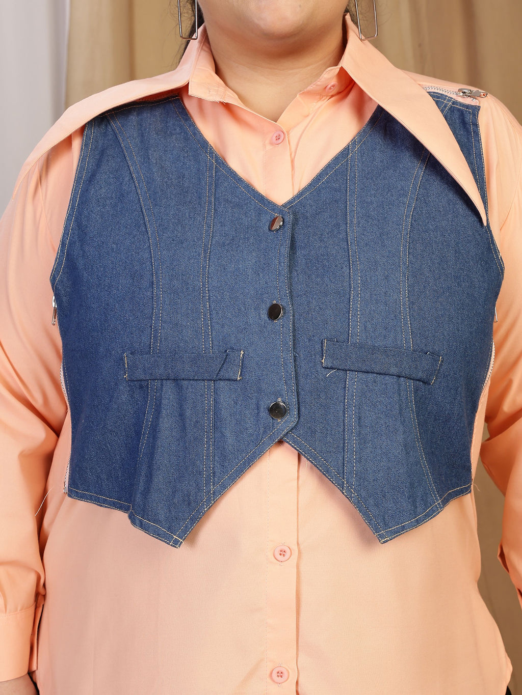 Vest Shirt - Peach