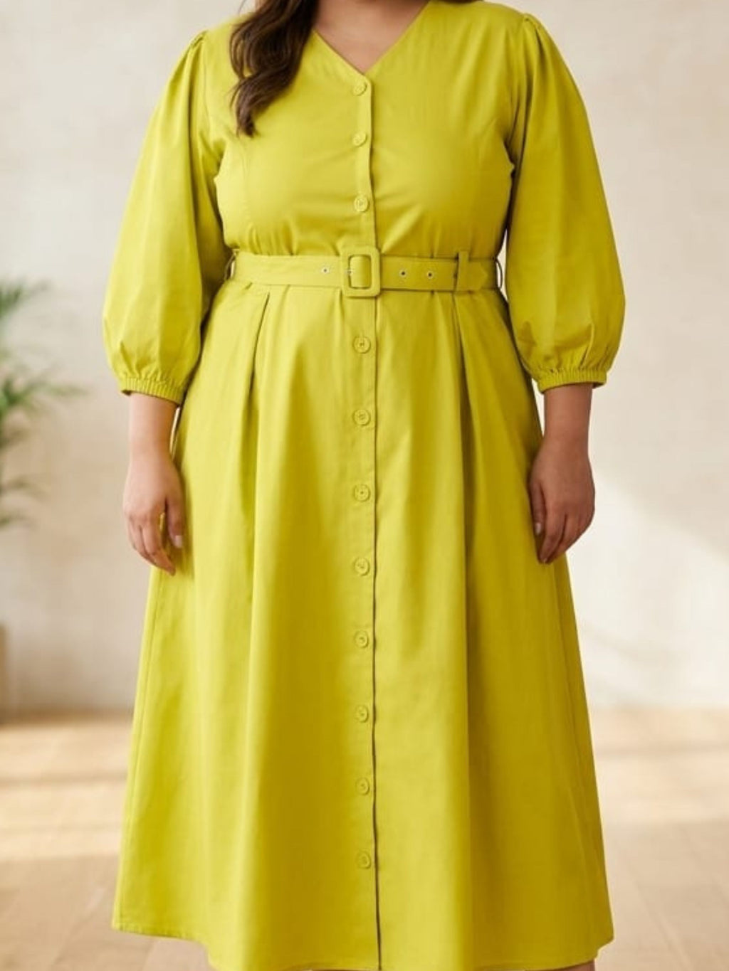 Lemon Green Belted Beauty Dress