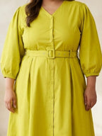 Lemon Green Belted Beauty Dress