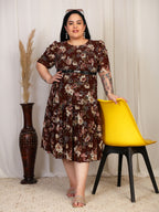 Floral Smocked Midi Dress (Marron)
