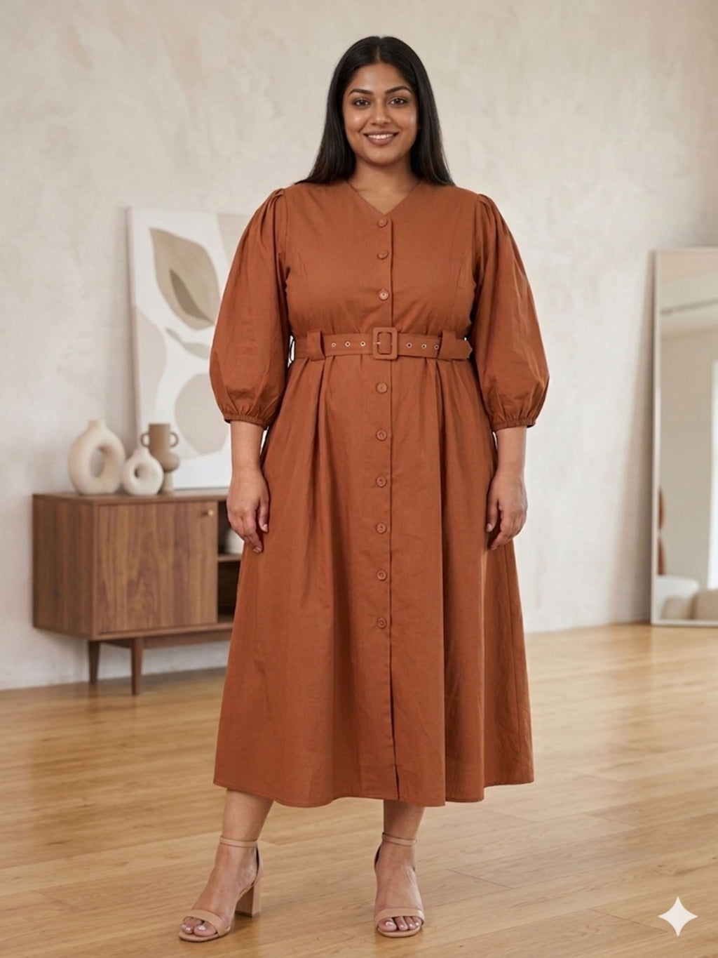 Brown Belted Beauty Dress