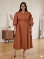 Brown Belted Beauty Dress