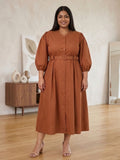 Brown Belted Beauty Dress