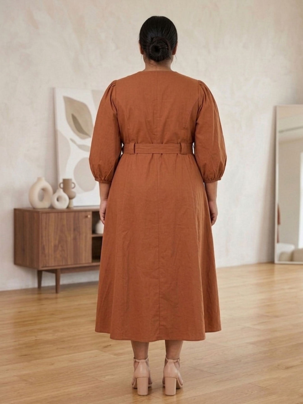 Brown Belted Beauty Dress
