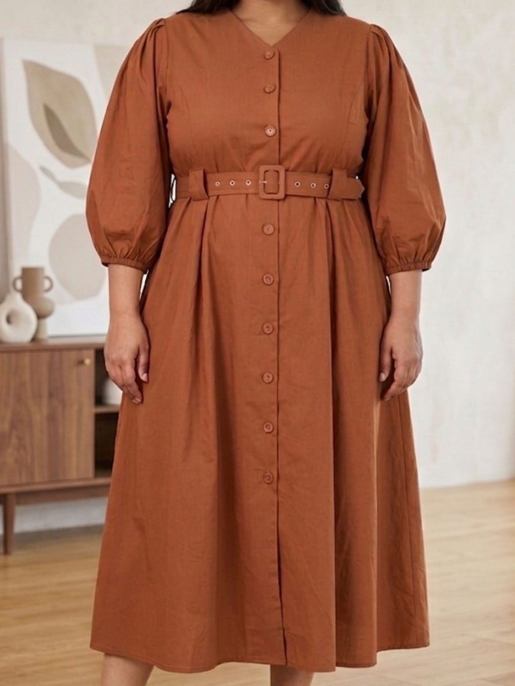 Brown Belted Beauty Dress