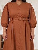 Brown Belted Beauty Dress