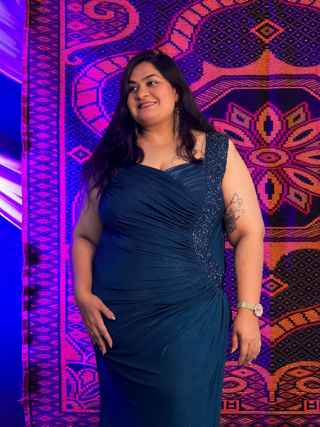 Peacock Blue Midnight Magic Partywear Dress