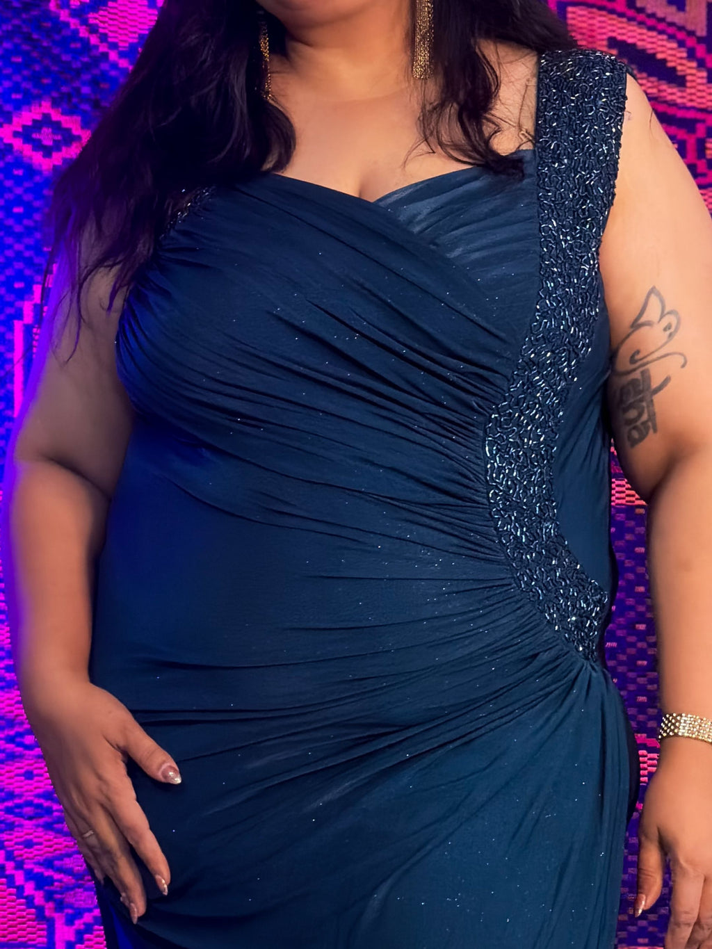 Peacock Blue Midnight Magic Partywear Dress