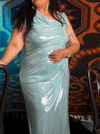 Light Blue Glow Goddess Partywear Dress