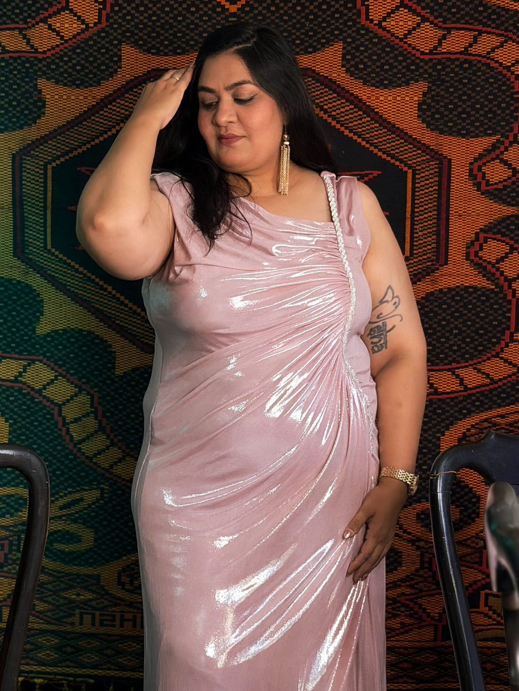 Pink Glow Goddess Partywear Dress