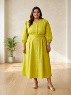 Lemon Green Belted Beauty Dress