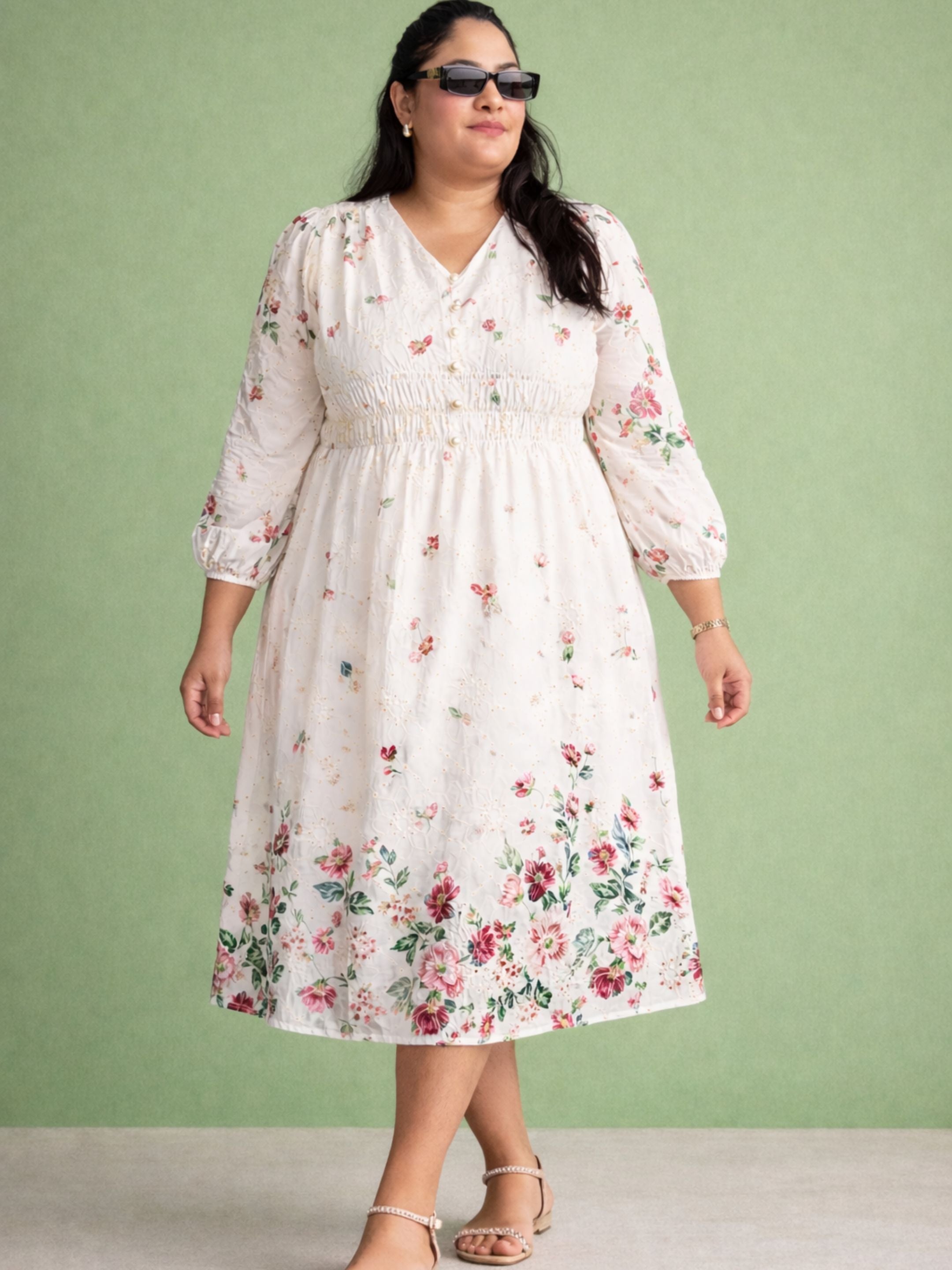 Floral Flourish - Pink Green