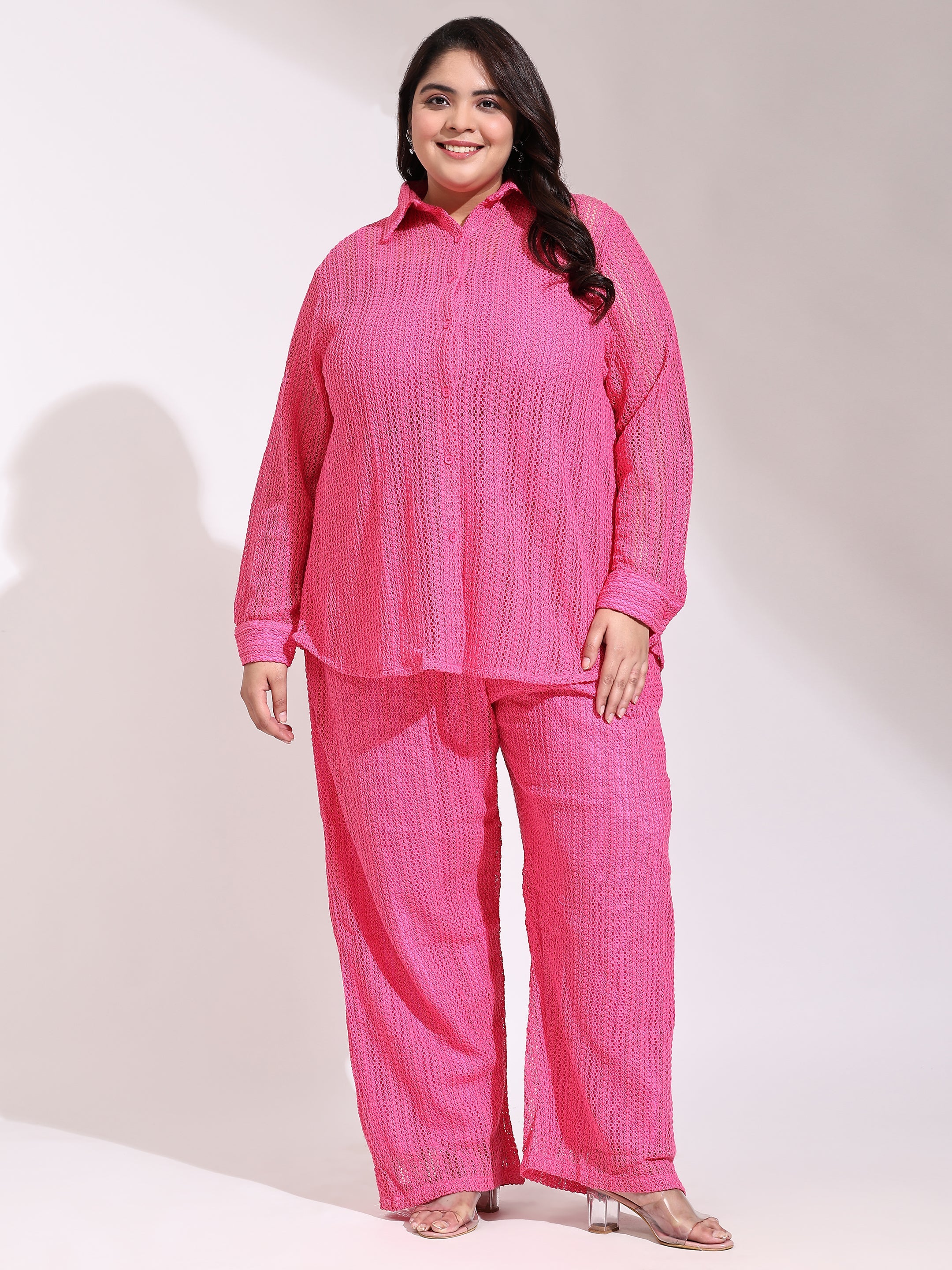 Pastel Plus Size Corchet co-ord set