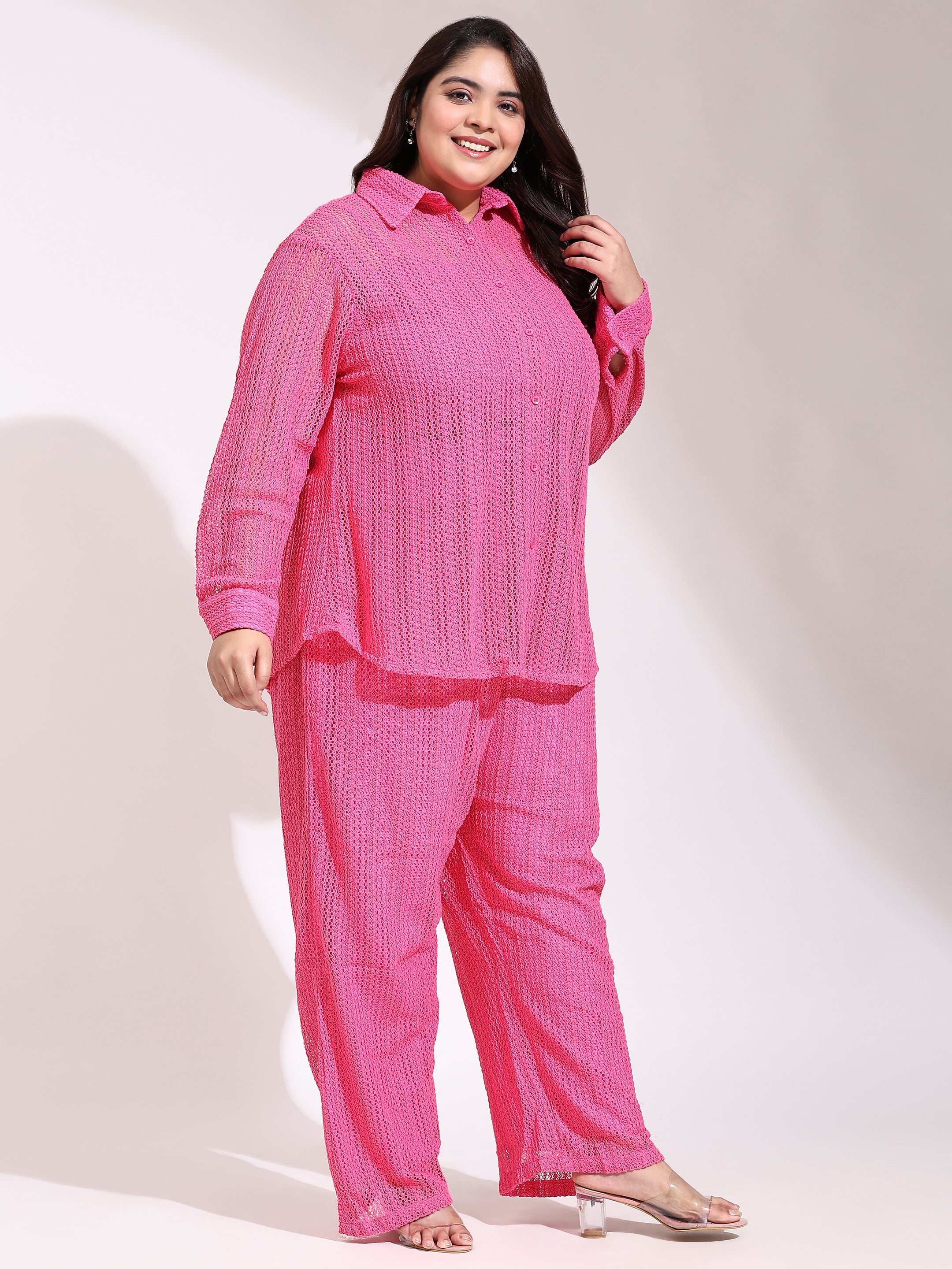 Pastel Plus Size Corchet co-ord set