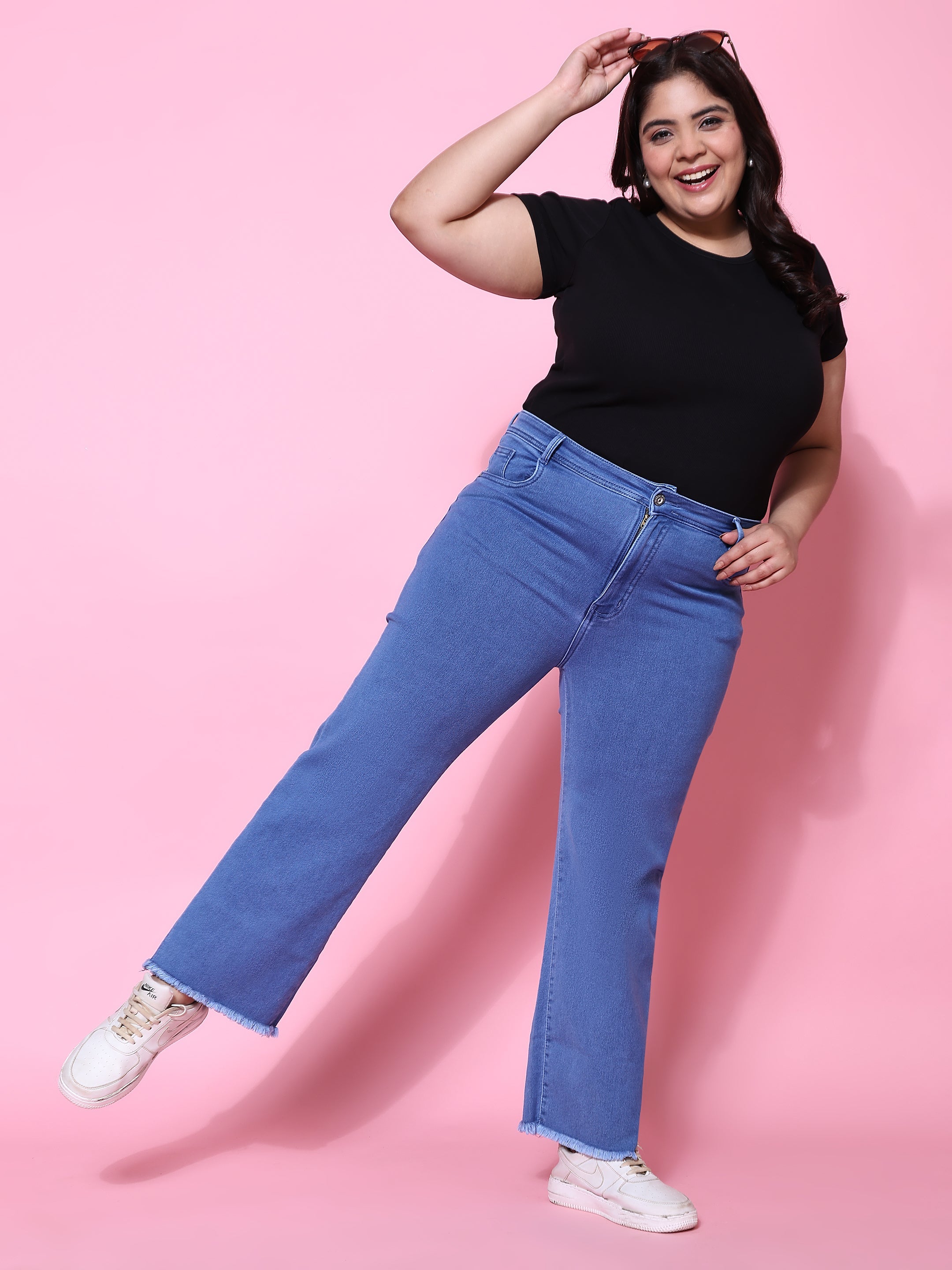 Buy Light blue wide leg jeans