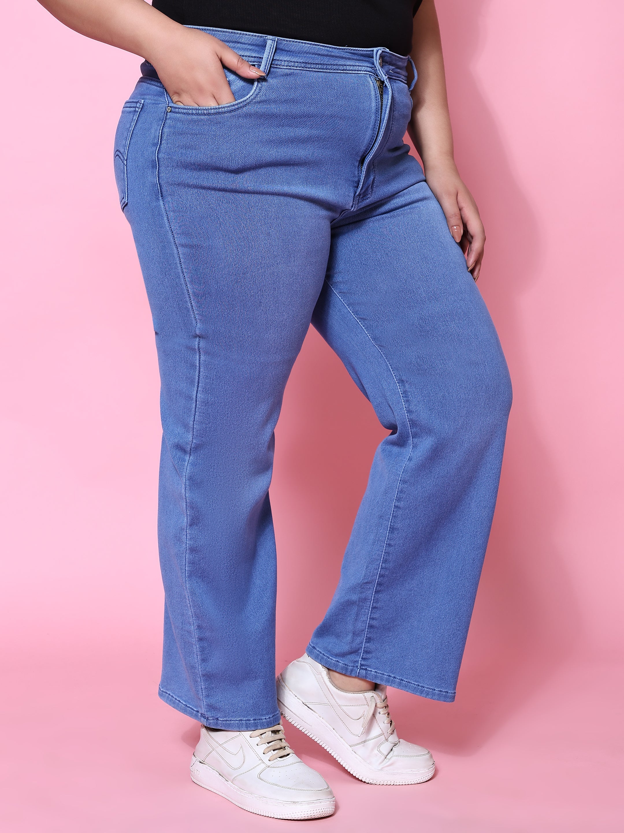 Light blue wide leg jeans