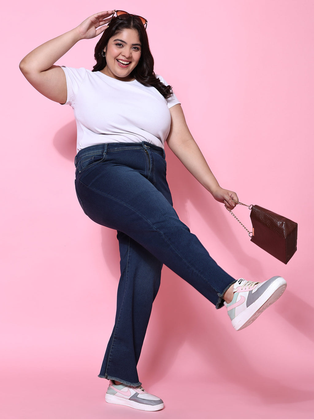 Tint color wide leg jeans