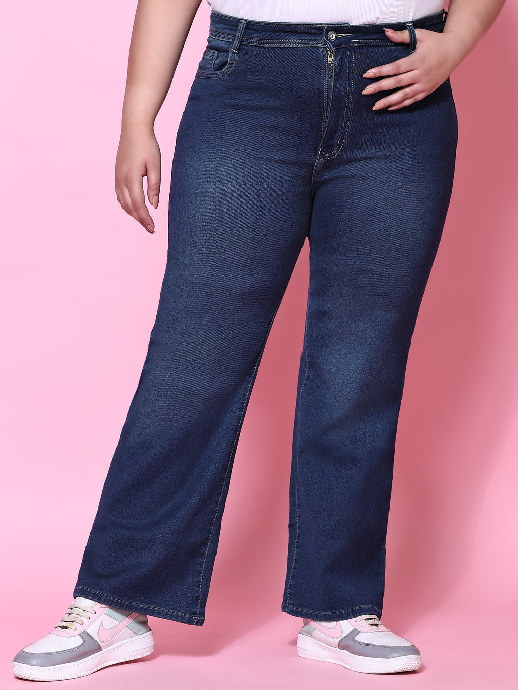 Tint color wide leg jeans