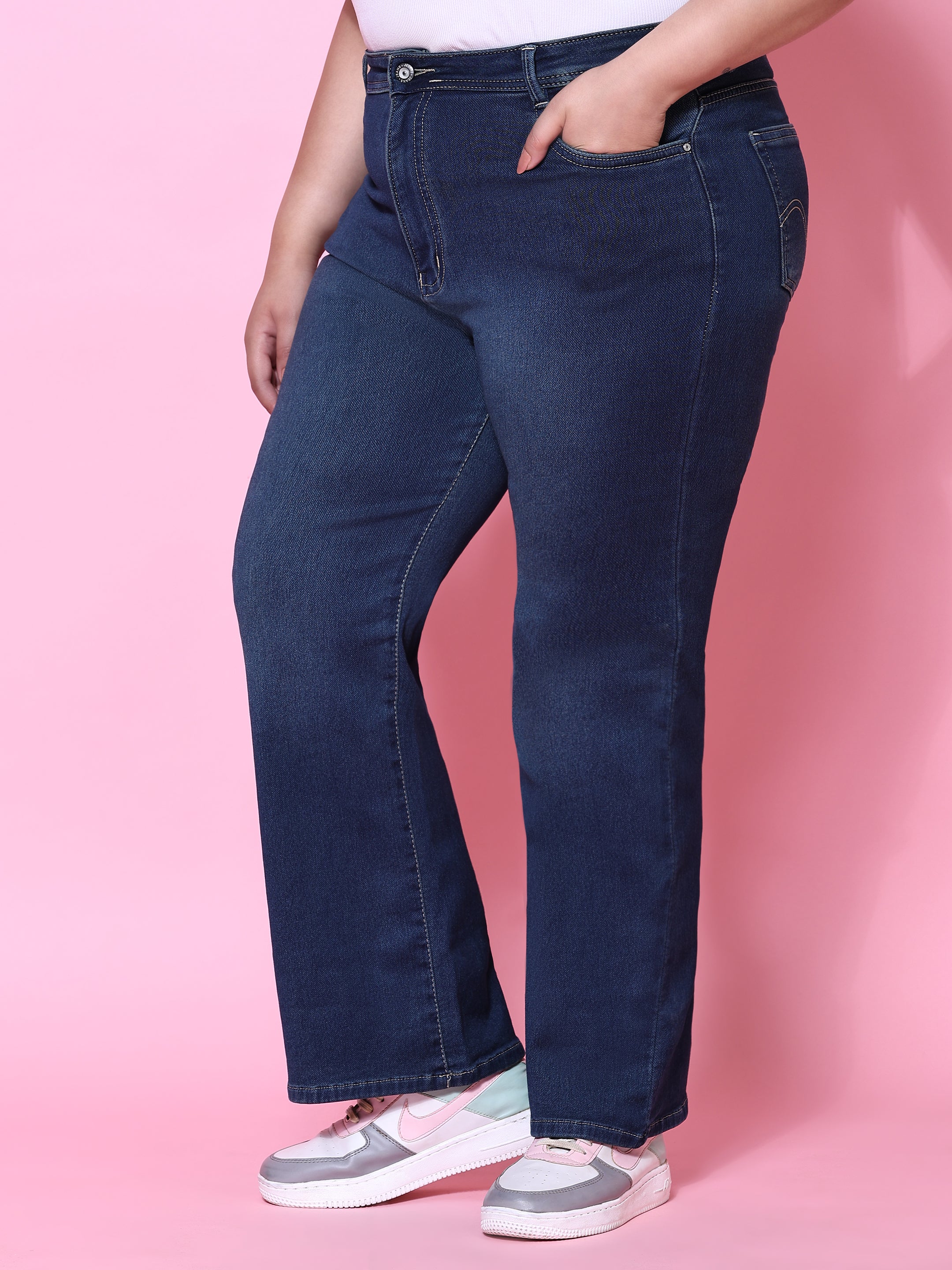 Tint color wide leg jeans