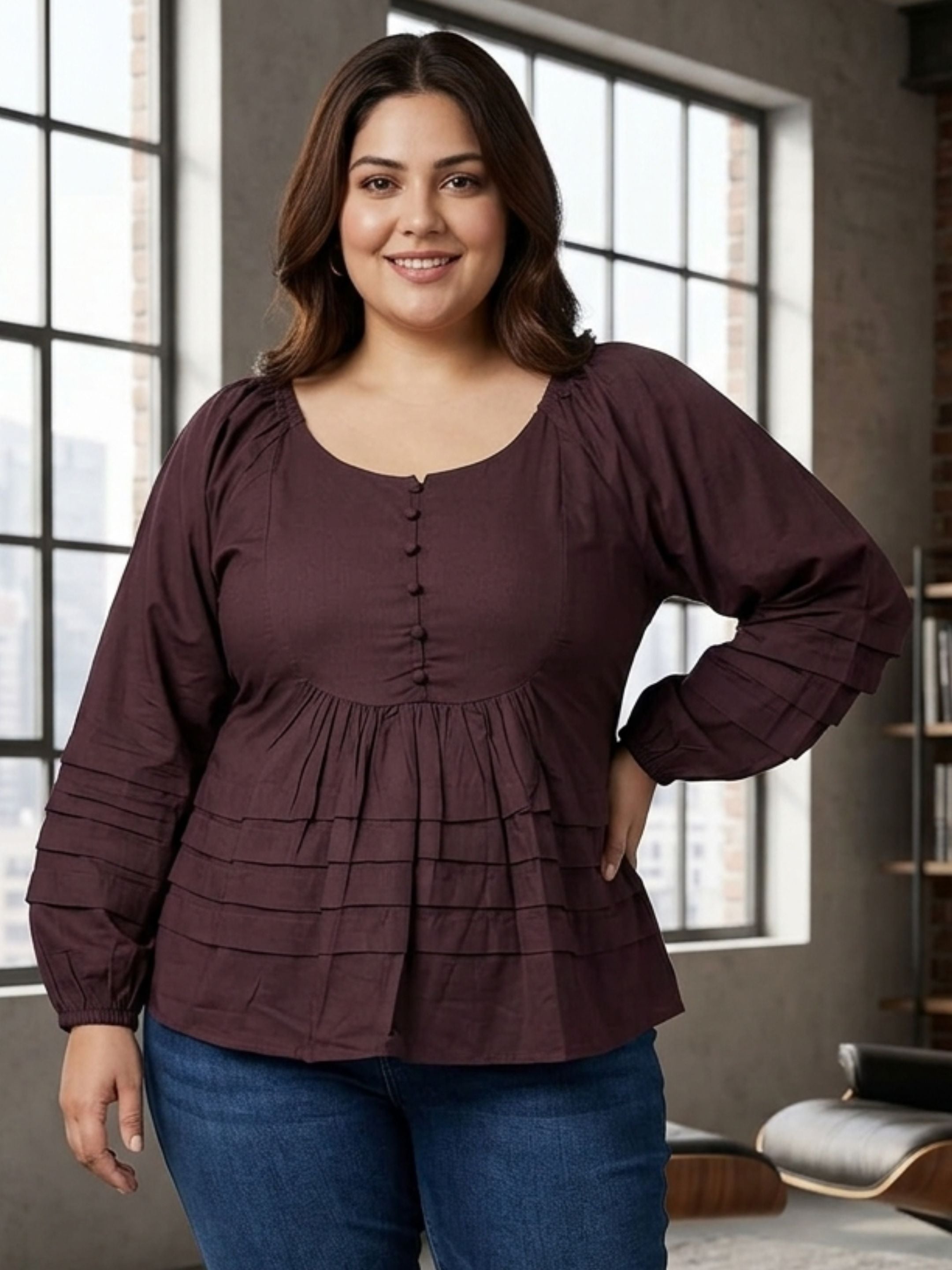 Petal Peplum - Burgundy