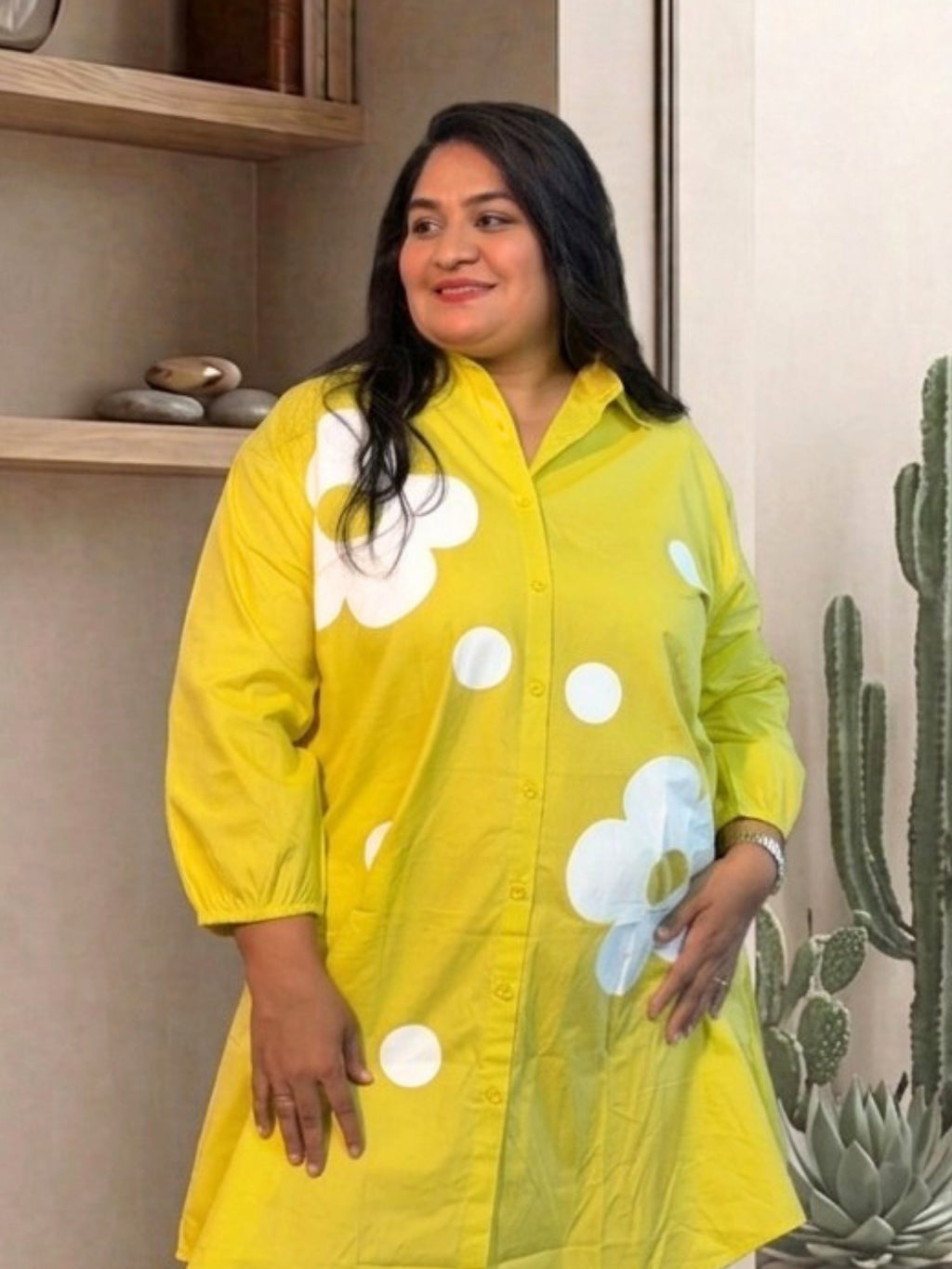 Bright Lemon Bloom Dot Shirt Dress