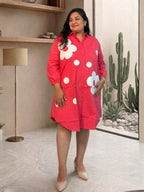 Bright Pink Bloom Dot Shirt Dress