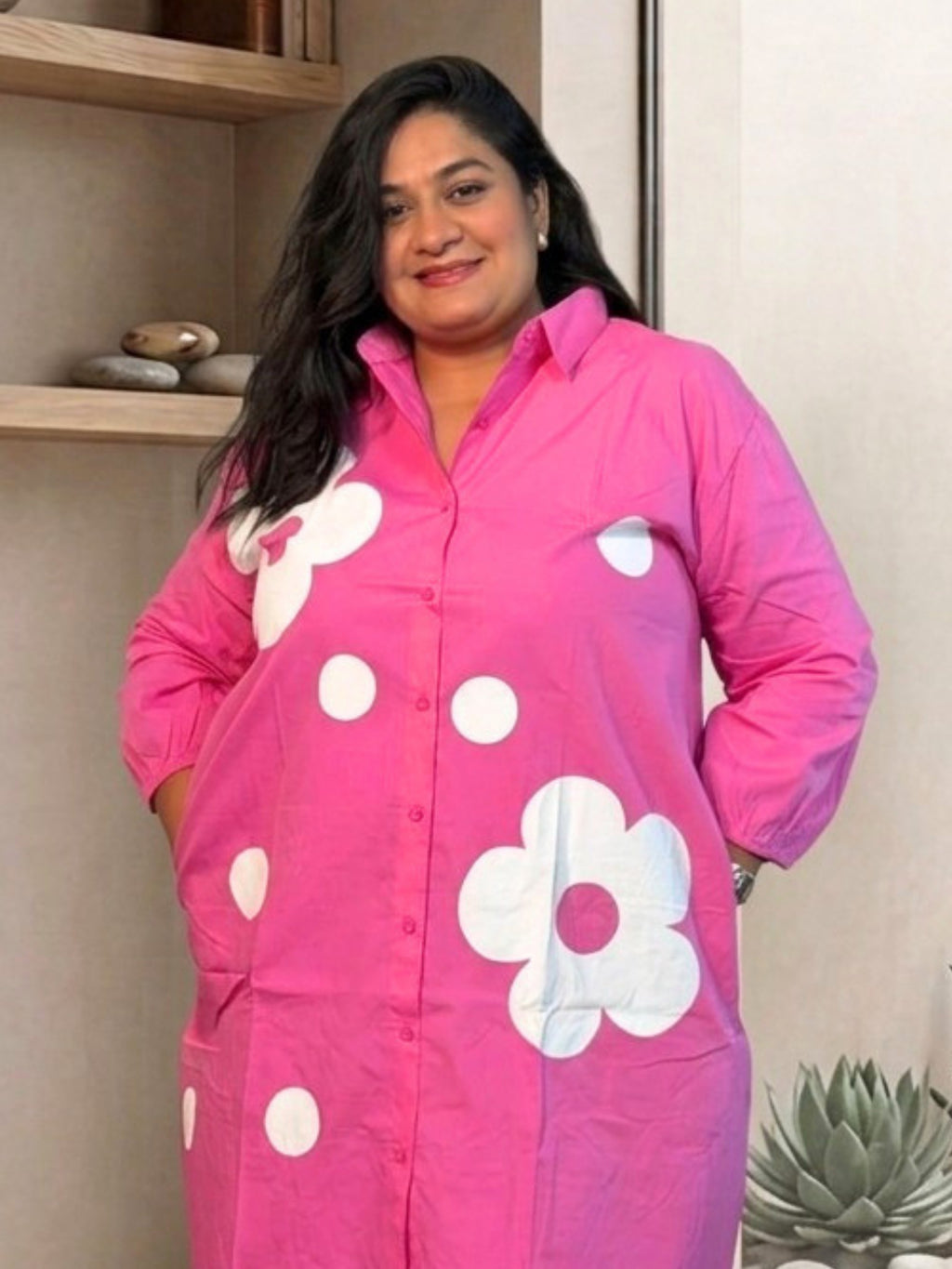 Light Pink Bloom Dot Shirt Dress